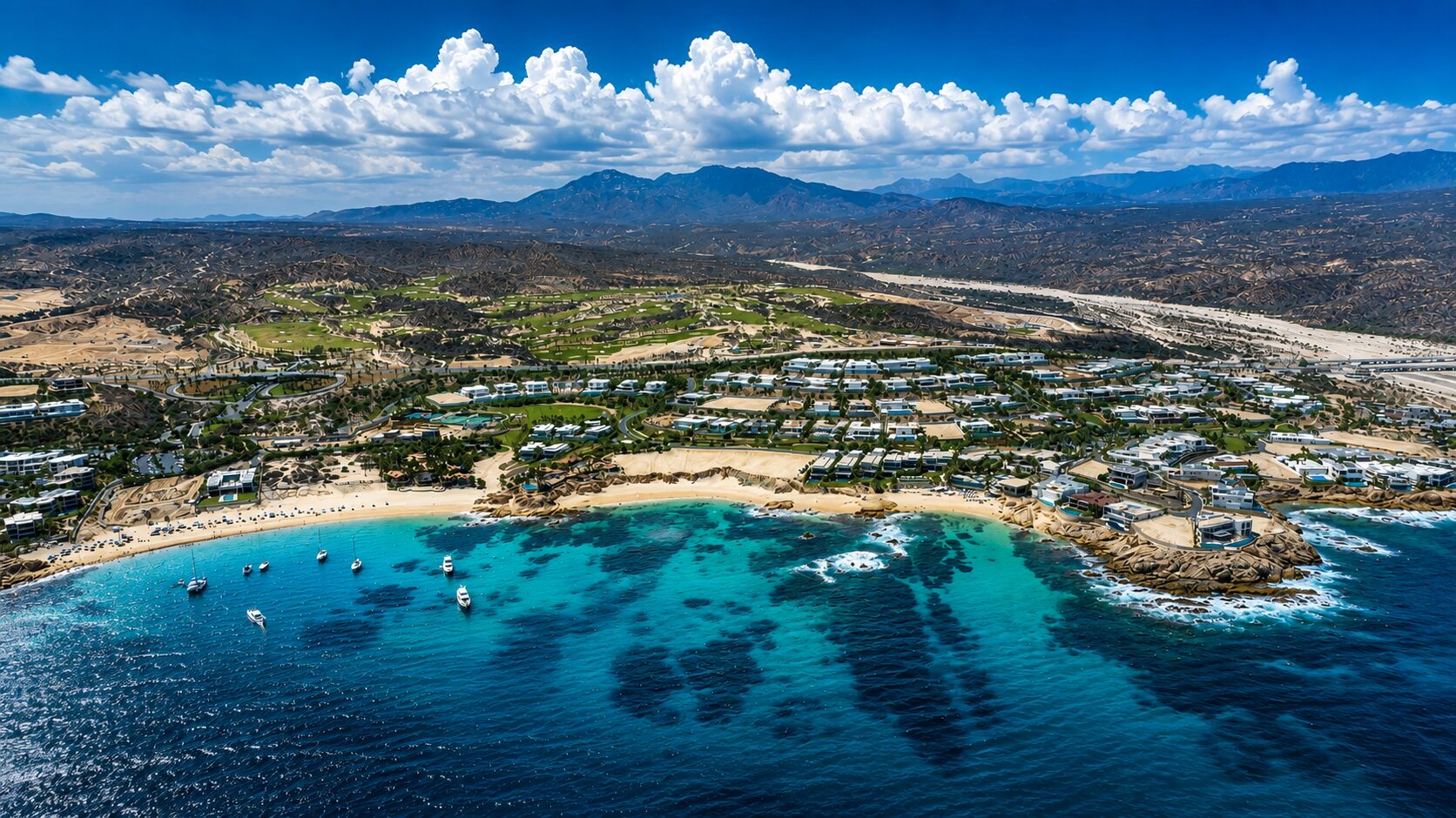 Aerial view of the Los Cabos coastline
