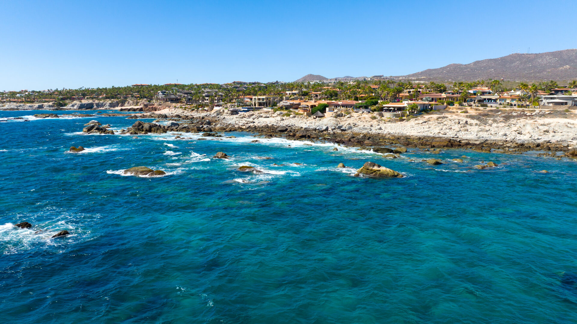 Aerial view of the Punta Ballena shoreline and its oceanfront villas