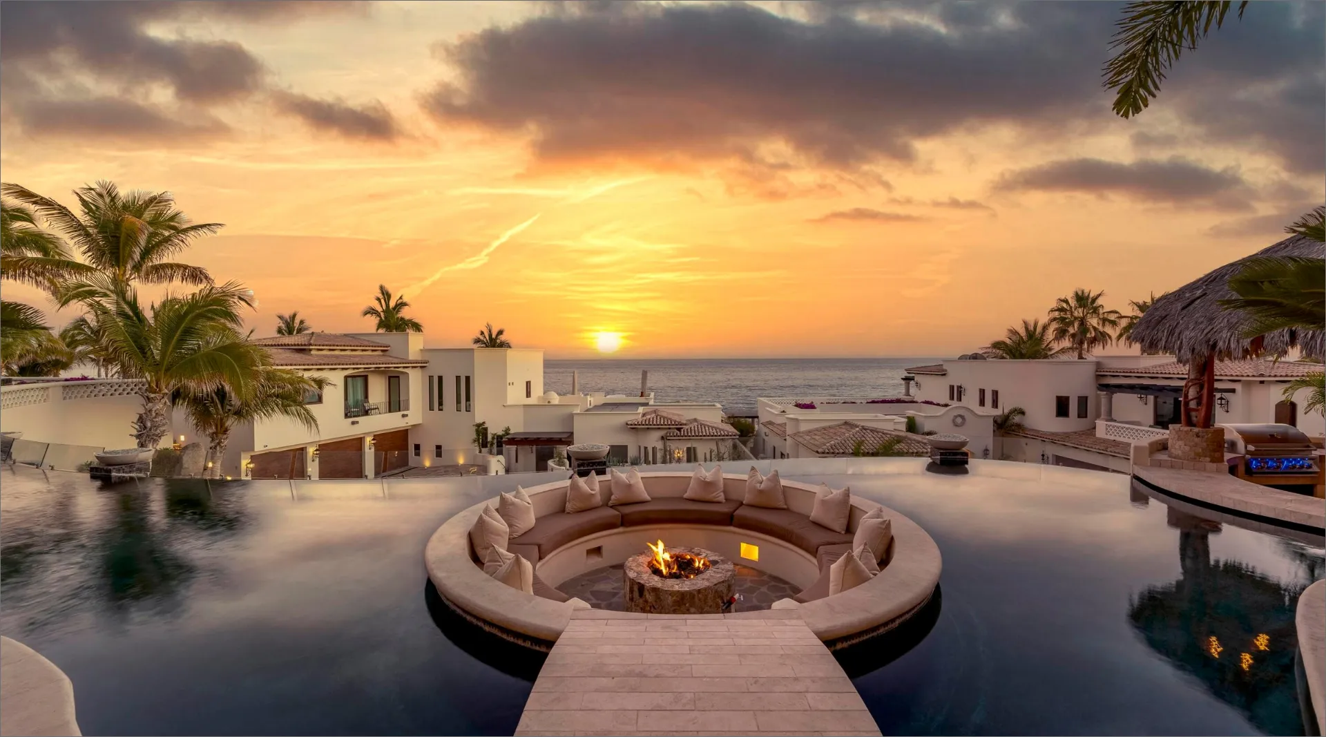 Beachfront villa at El Encanto de la Laguna, San José del Cabo, at sunset